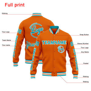 Chaqueta universitaria personalizada estilo Letterman para hombres-mujeres y jóvenes-color naranja y verde azulado