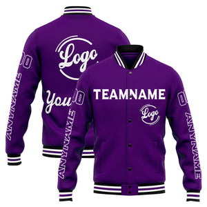 Chaqueta universitaria personalizada estilo Letterman para hombres-mujeres y jóvenes-color morado