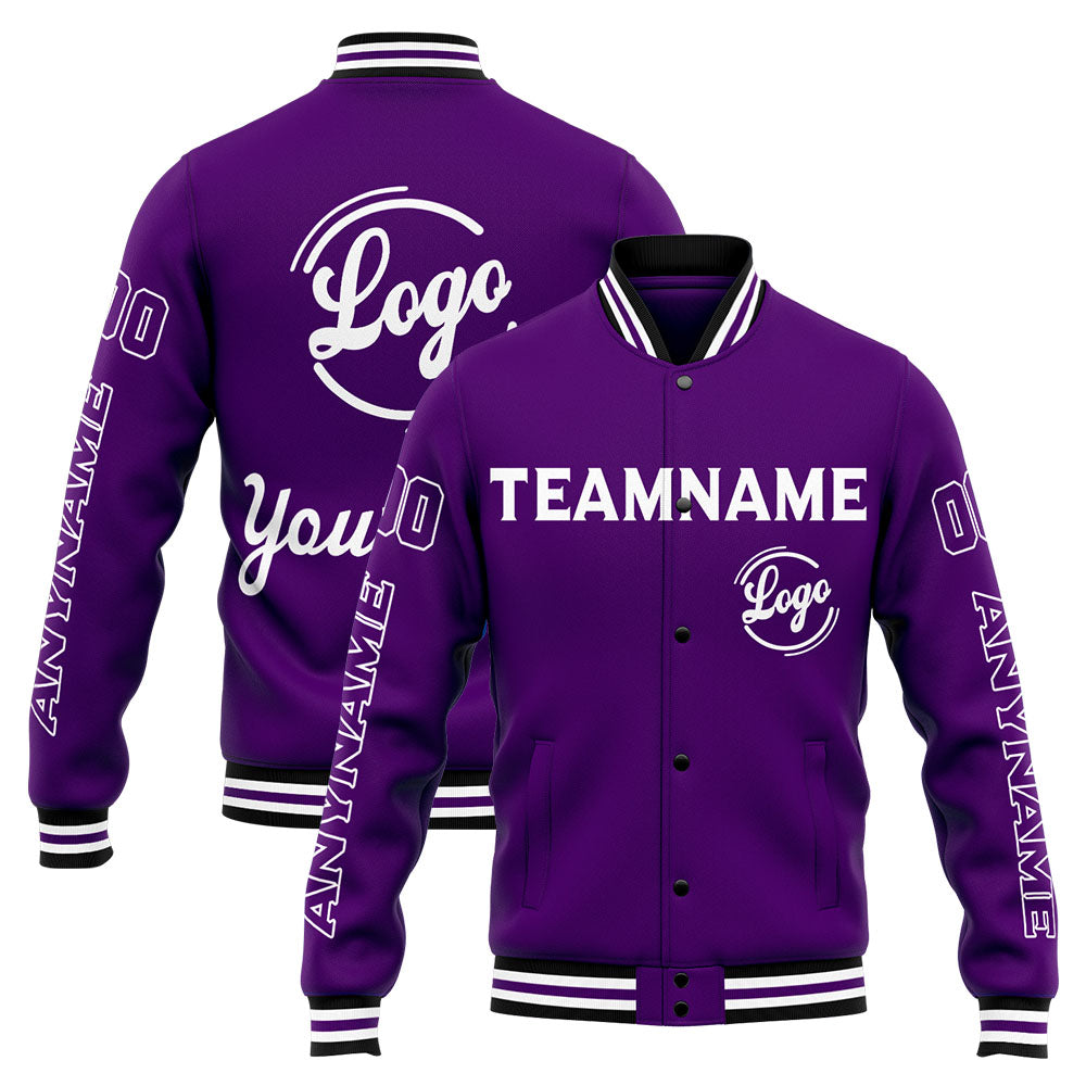 Chaqueta universitaria personalizada estilo Letterman para hombres-mujeres y jóvenes-color morado