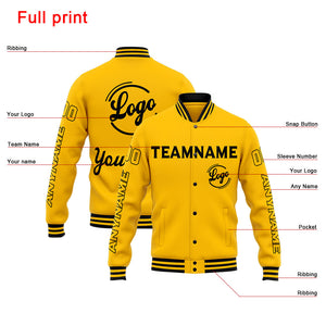 Chaqueta universitaria personalizada estilo Letterman para hombres-mujeres y jóvenes-color amarillo