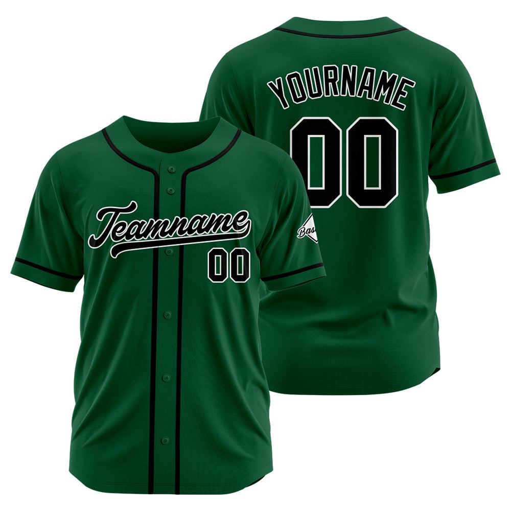 Camiseta de béisbol personalizada con diseño bordado & estilo hip hop & color verde oscuro-negro