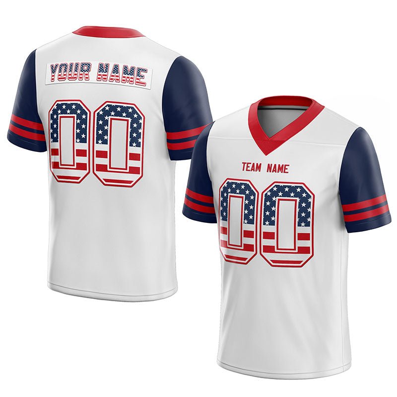 team custom authentic football jersey white-red-navy mesh size 7x