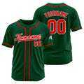 Camiseta de béisbol personalizada con diseño bordado & estilo hip hop & color verde oscuro-rojo