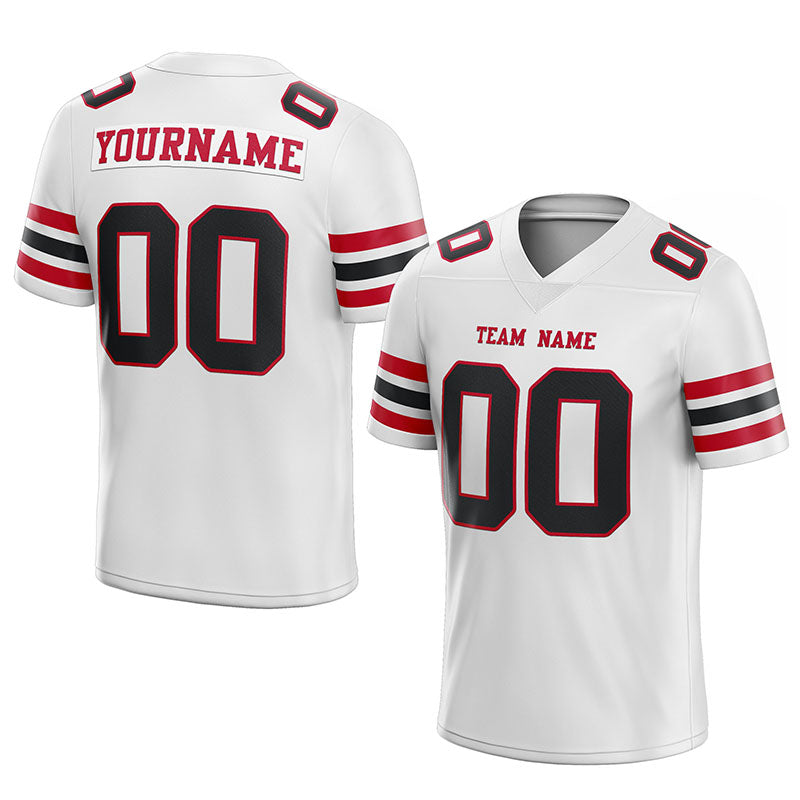 customized authentic football jersey black white-red mesh
