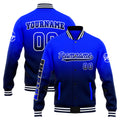 Chaqueta universitaria personalizada estilo Letterman para hombres-mujeres y jóvenes (azul marino y azul marino)