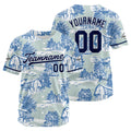 Camiseta de béisbol azul con dise?o personalizado estampado completo