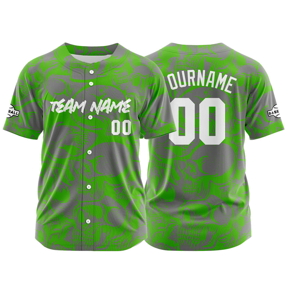 Camiseta de béisbol personalizada para hombres mujeres ni?os y jóvenes con bordados e impresión en verde y gris