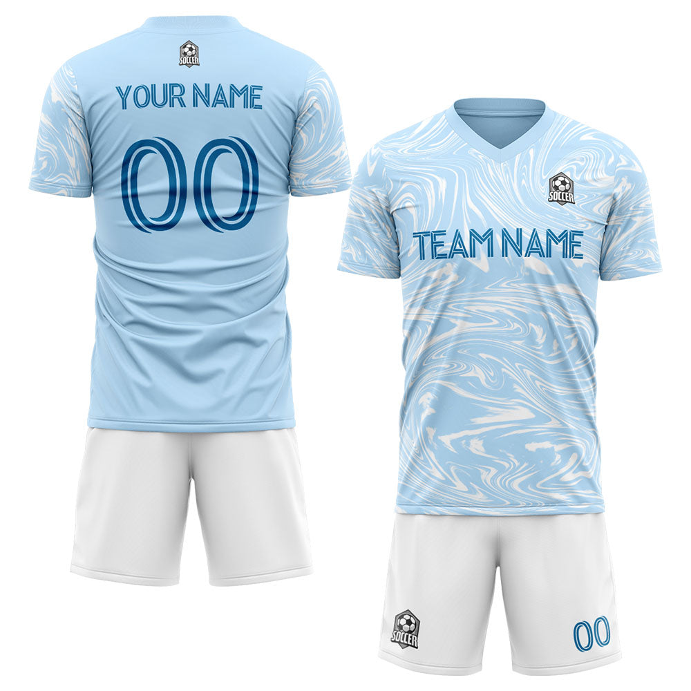 custom soccer uniform jersey kids adults personalized set jersey shirt light blue