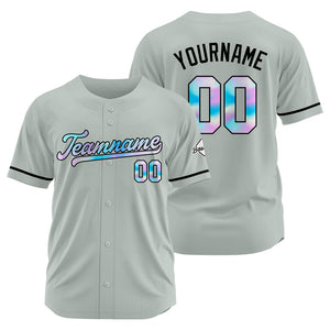Camiseta de béisbol gris personalizada con diseño bordado Camisetas de béisbol de hip hop personalizadas