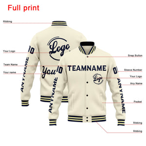 Chaqueta universitaria personalizada estilo Letterman para hombres-mujeres y jóvenes-color crema y azul marino