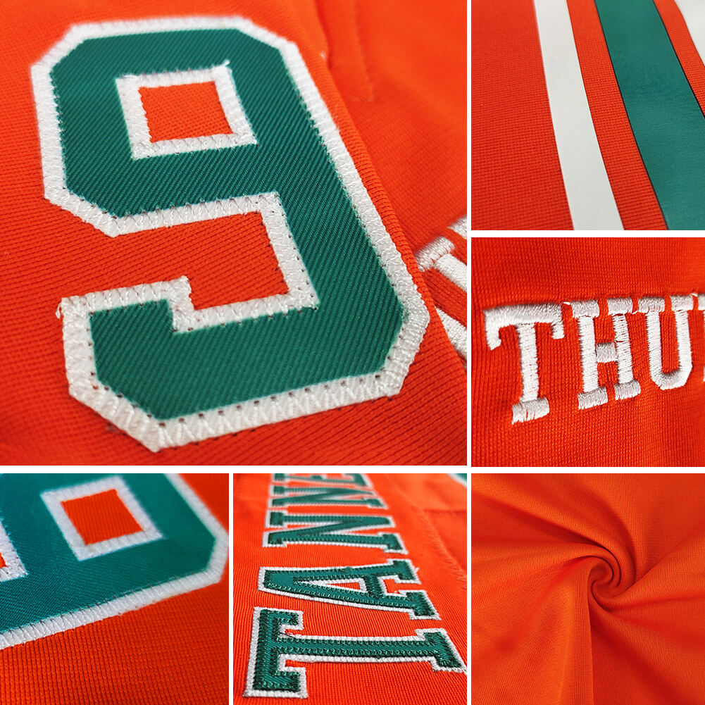 customized authentic football jersey  orange green-white mesh