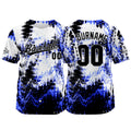 Camiseta de béisbol con dise?o personalizado estampado completo azul marino y blanco