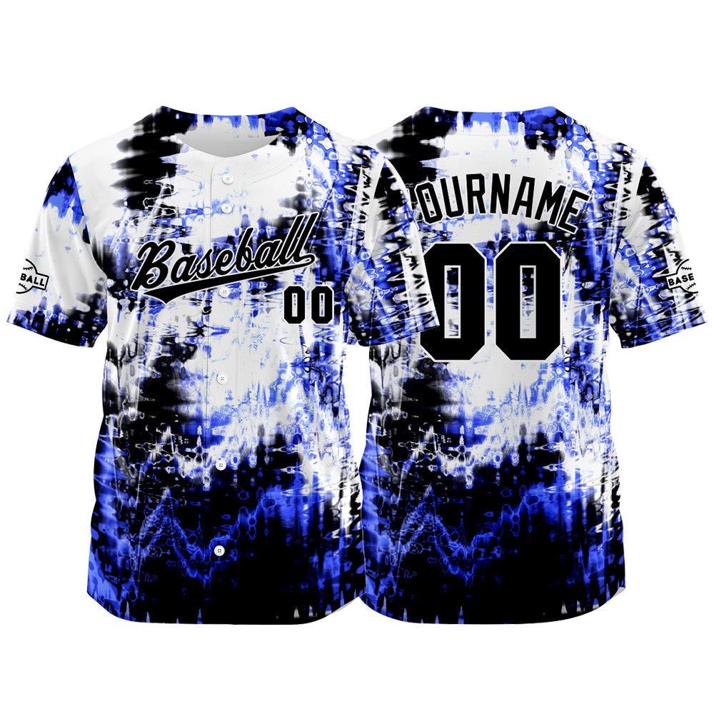 Camiseta de béisbol con dise?o personalizado estampado completo azul marino y blanco