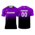 Conjunto personalizado de camiseta de uniforme morado y negro para niños y adultos