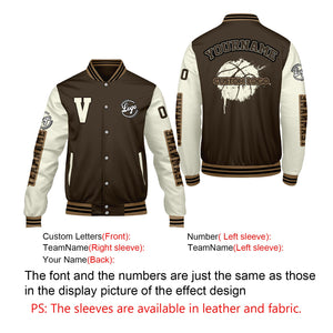 Chaquetas universitarias personalizadas color crema y marrón para hombres & mujeres y jóvenes & Chaquetas Letterman personalizadas