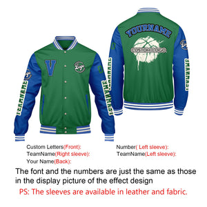 Chaquetas universitarias personalizadas de color verde hierba y azul para hombres & mujeres y jóvenes & Chaquetas Letterman personalizadas
