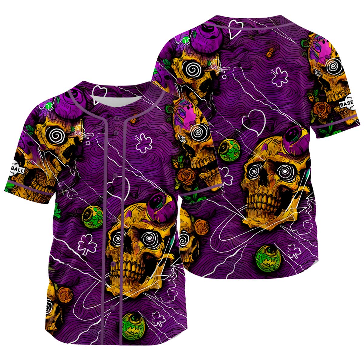 Camiseta de béisbol morada personalizada con nombre número y logotipo personalizados