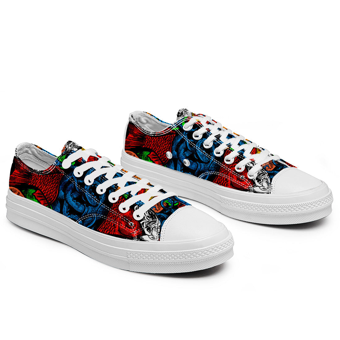 Resalta tu estilo con las zapatillas bajas de lona Fish para hombre y mujer