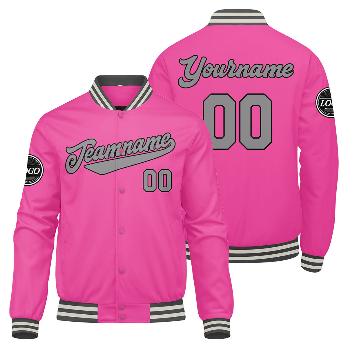 Chaqueta universitaria personalizada estilo Letterman para hombres-mujeres y jóvenes-color rosa