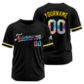 Camisetas de béisbol negras personalizadas con diseño bordado y estilo hip hop