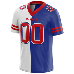 custom authentic split fashion football jersey gold-white-purple mesh