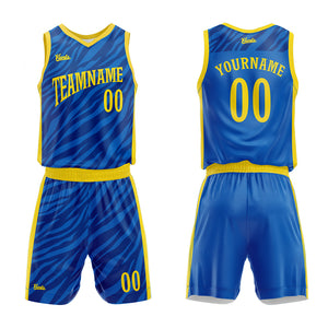 Uniforme de baloncesto azul personalizado con tu logotipo-nombre y número impresos