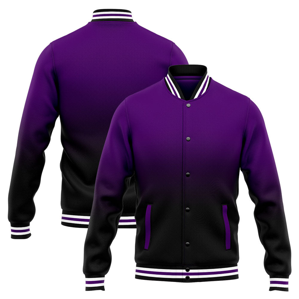 Chaqueta universitaria personalizada estilo Letterman para hombres-mujeres y jóvenes-color morado y negro