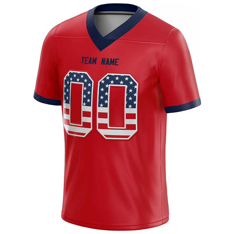 personal custom authentic pretty football jersey red-navy-white mesh