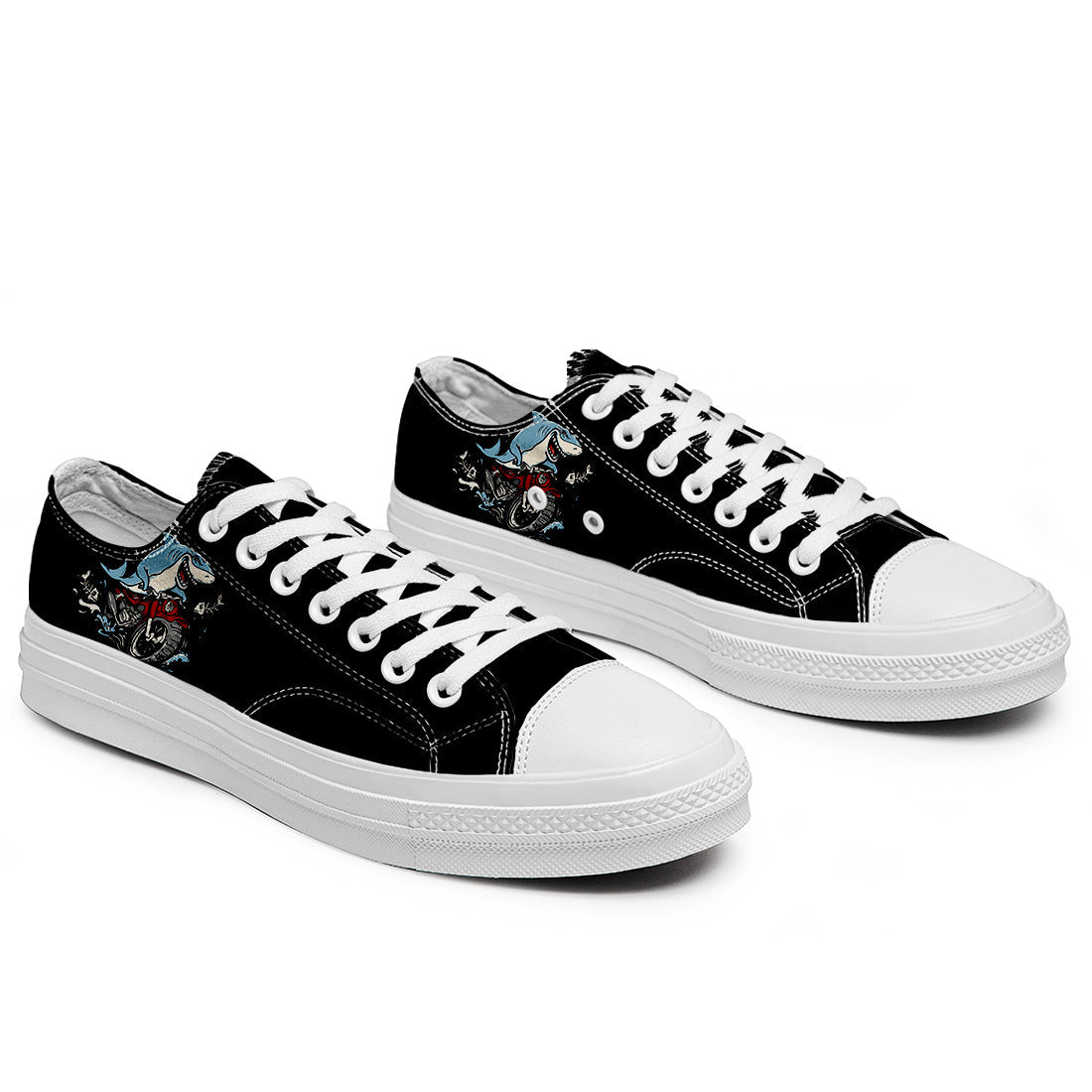Realza tu estilo con las zapatillas bajas de lona Shark para hombre y mujer