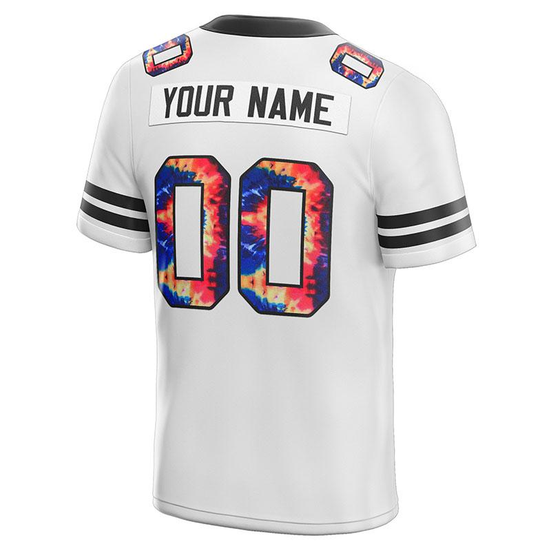 customized authentic tie dye football jersey white black mesh