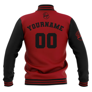 Chaquetas universitarias impermeables negras y rojas personalizadas con nombre-número y logotipo bordados a medida