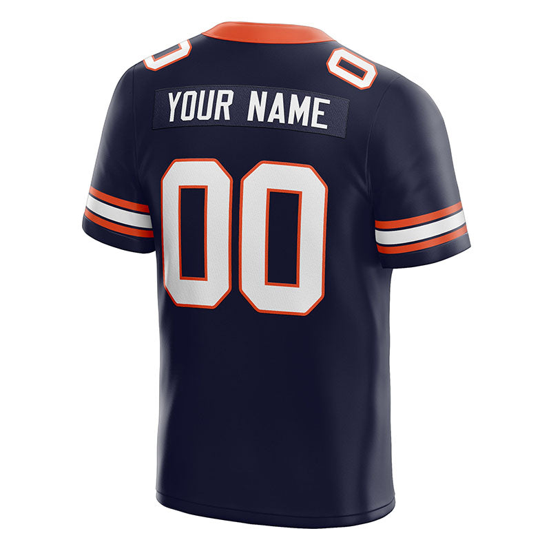 custom authentic football jersey navy-white-orange mesh