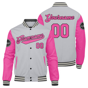 Chaqueta universitaria personalizada estilo Letterman para hombres-mujeres y jóvenes-color rosa