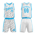 Uniforme de baloncesto blanco personalizado con tu logotipo-nombre y número impresos