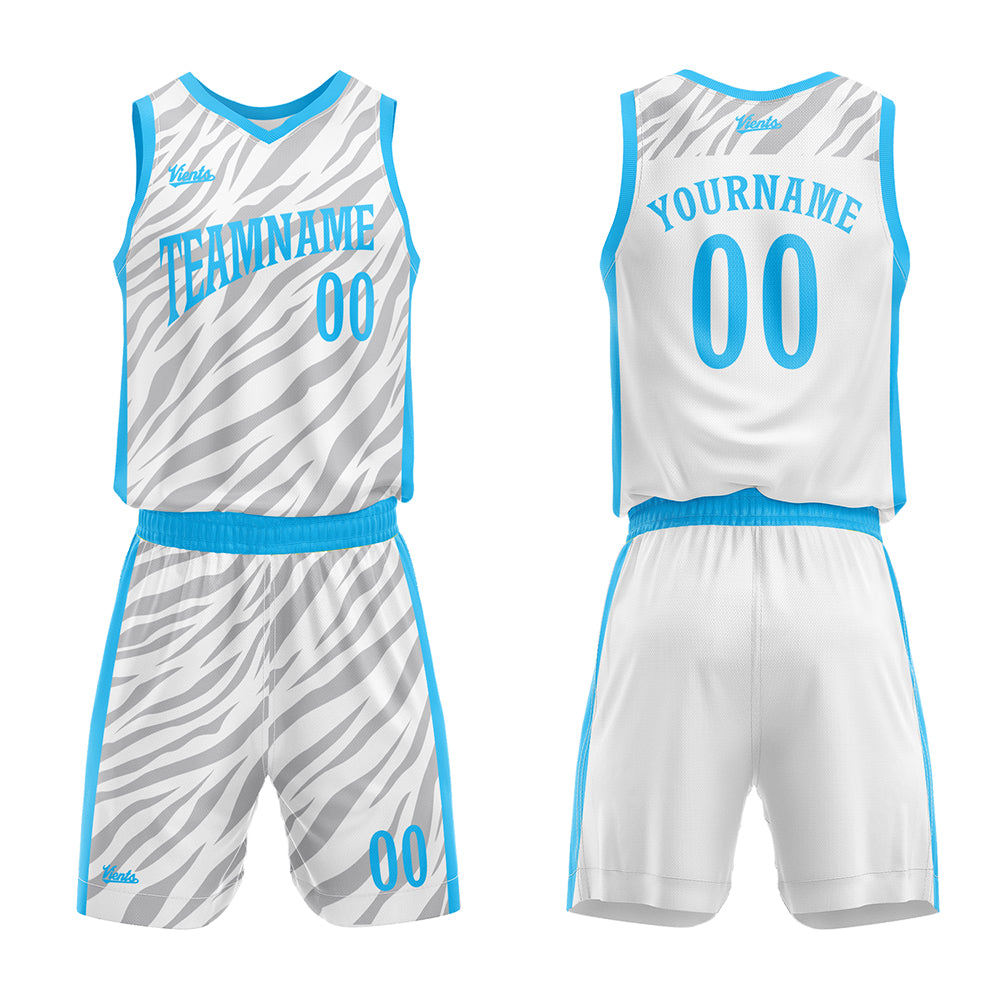 Uniforme de baloncesto blanco personalizado con tu logotipo-nombre y número impresos