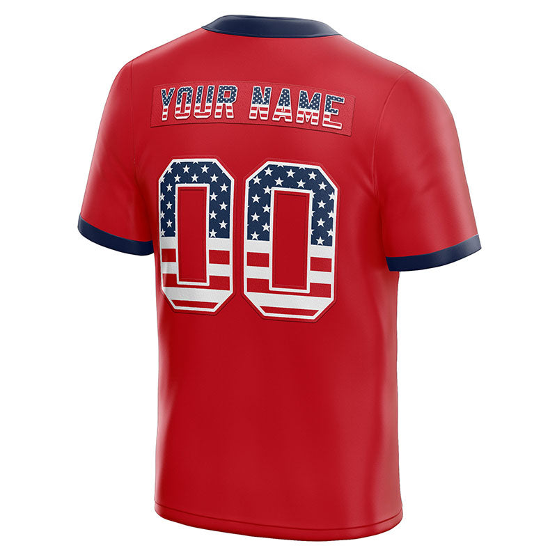 personal custom authentic pretty football jersey red-navy-white mesh