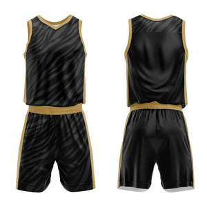 Uniforme de baloncesto negro personalizado con tu logotipo-nombre y número impresos