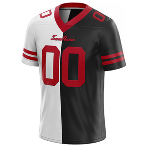 custom authentic split fashion football jersey black-white-red mesh