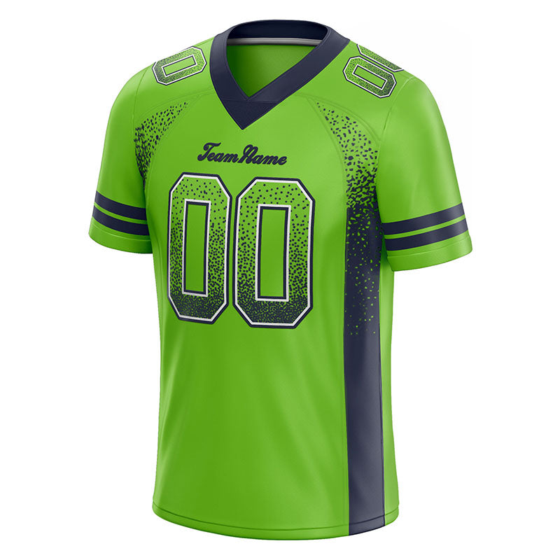 custom authentic drift fashion football jersey navy-neon green mesh