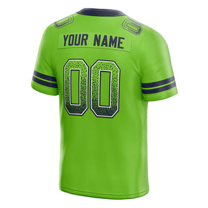 custom authentic drift fashion football jersey navy-neon green mesh