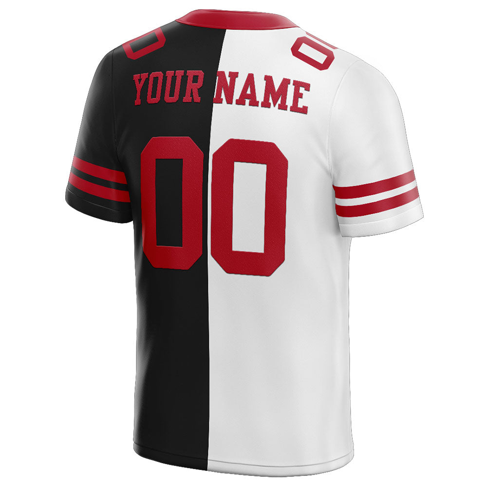 custom authentic split fashion football jersey red-white mesh