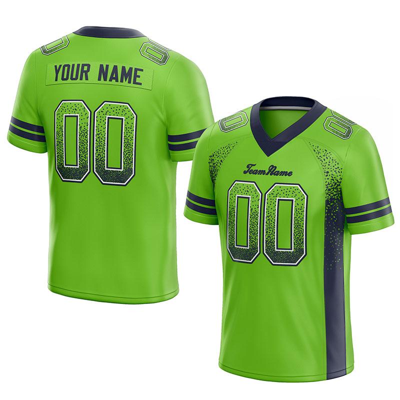 custom authentic drift fashion football jersey neon green-navy mesh