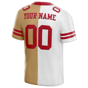 custom authentic split fashion football jersey gold-white-red mesh
