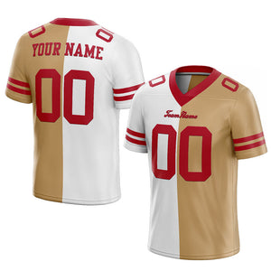 custom authentic split fashion football jersey gold-white-red mesh