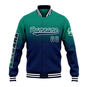 Chaqueta universitaria personalizada estilo Letterman para hombres-mujeres y jóvenes-color verde y azul marino