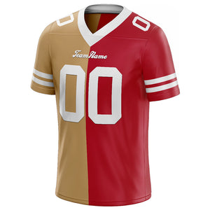 custom authentic split fashion football jersey gold-white-red mesh