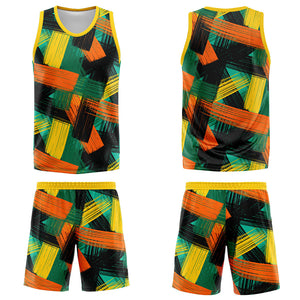 Uniforme de baloncesto personalizado amarillo y verde con tu logotipo-nombre y número impresos