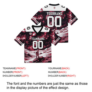 Camiseta de fútbol personalizada con nombre y número del equipo impresos y bordados-color negro y rojo