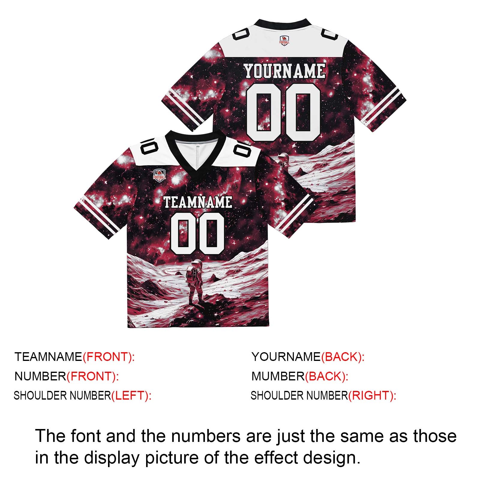 Camiseta de fútbol personalizada con nombre y número del equipo impresos y bordados-color negro y rojo
