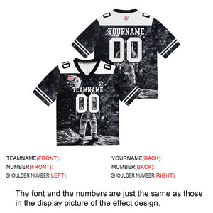 Camiseta de fútbol personalizada con nombre y número del equipo impresos y bordados-en blanco y negro